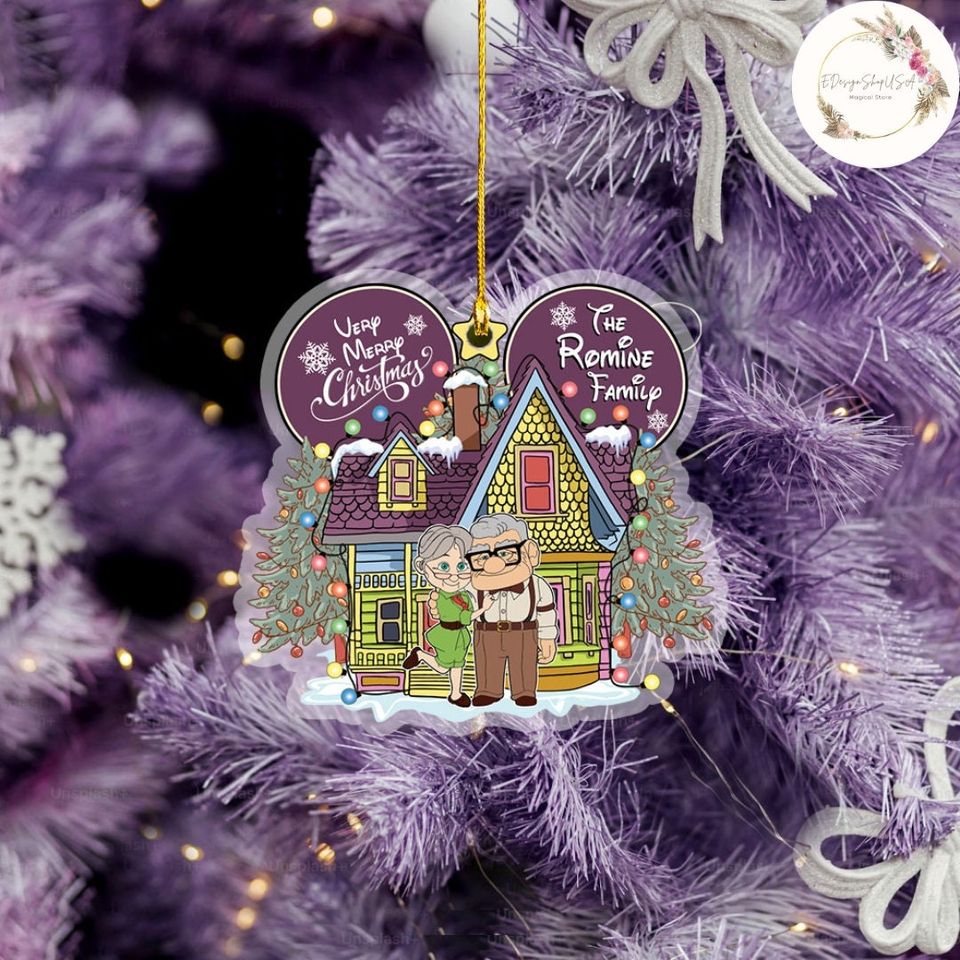 Personalized Disney Pixar Up House Christmas Ornament, His Ellie Her Carl Couples New Home Family Christmas Tree Decoration, Merry Christmas