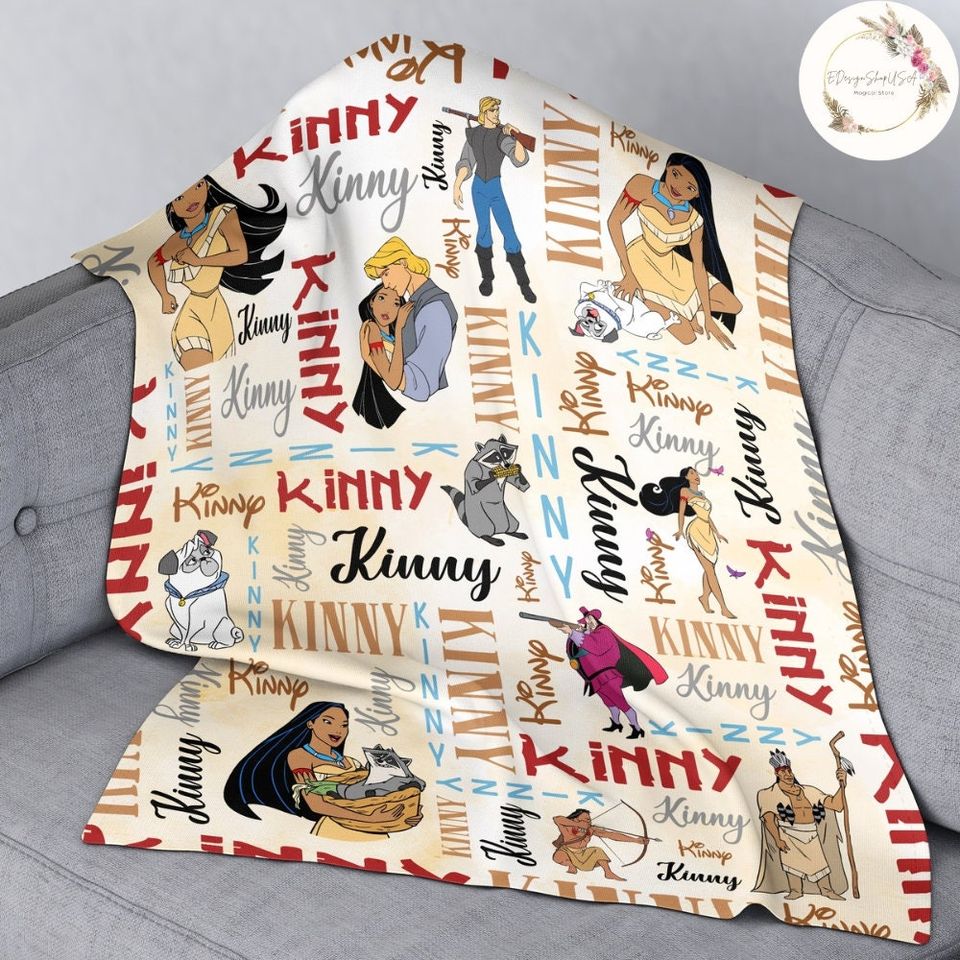 Personalized Watercolor Disney Pocahontas Blanket