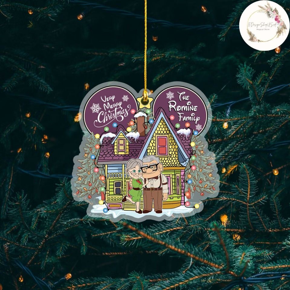 Personalized Disney Pixar Up House Christmas Ornament, His Ellie Her Carl Couples New Home Family Christmas Tree Decoration, Merry Christmas