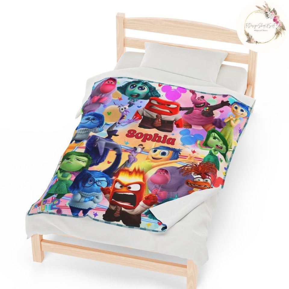 Personalized Disney Pixar Inside Out 2 Characters Blanket, Inside Out Friends Blankets