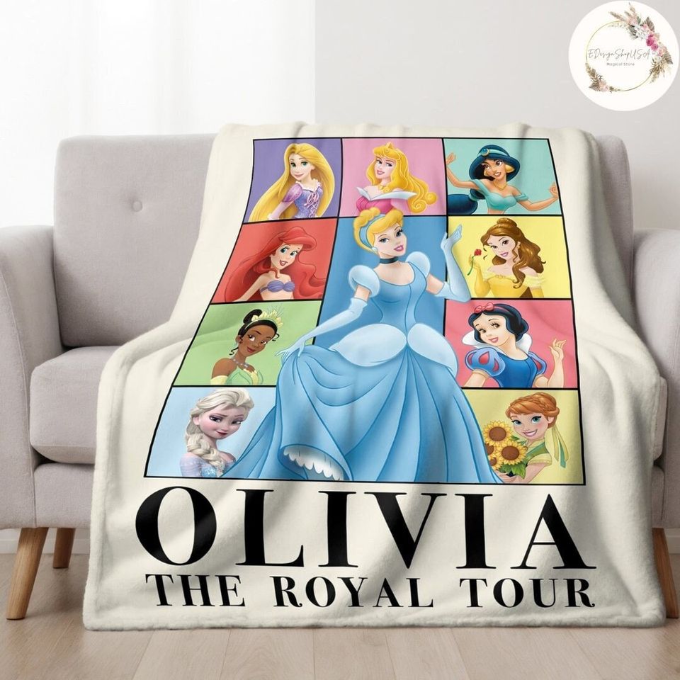 Personalized Disney Princess The Royal Tour Throw Blanket