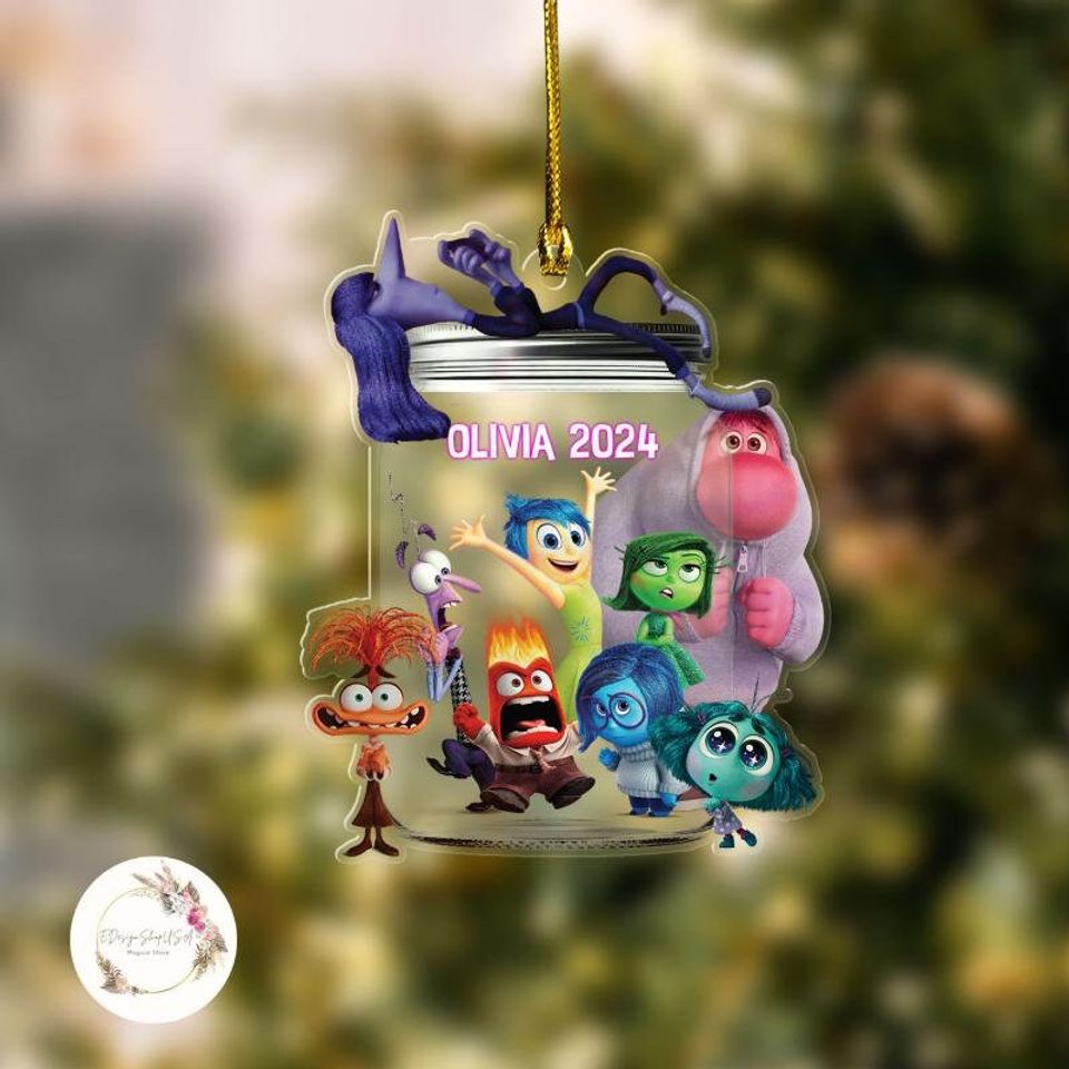 Personalized Inside Out Ornament, Disney Christmas Ornaments, Custom Inside Out Family Tree Hanging Decor, Emotions Mental Health Xmas Gifts