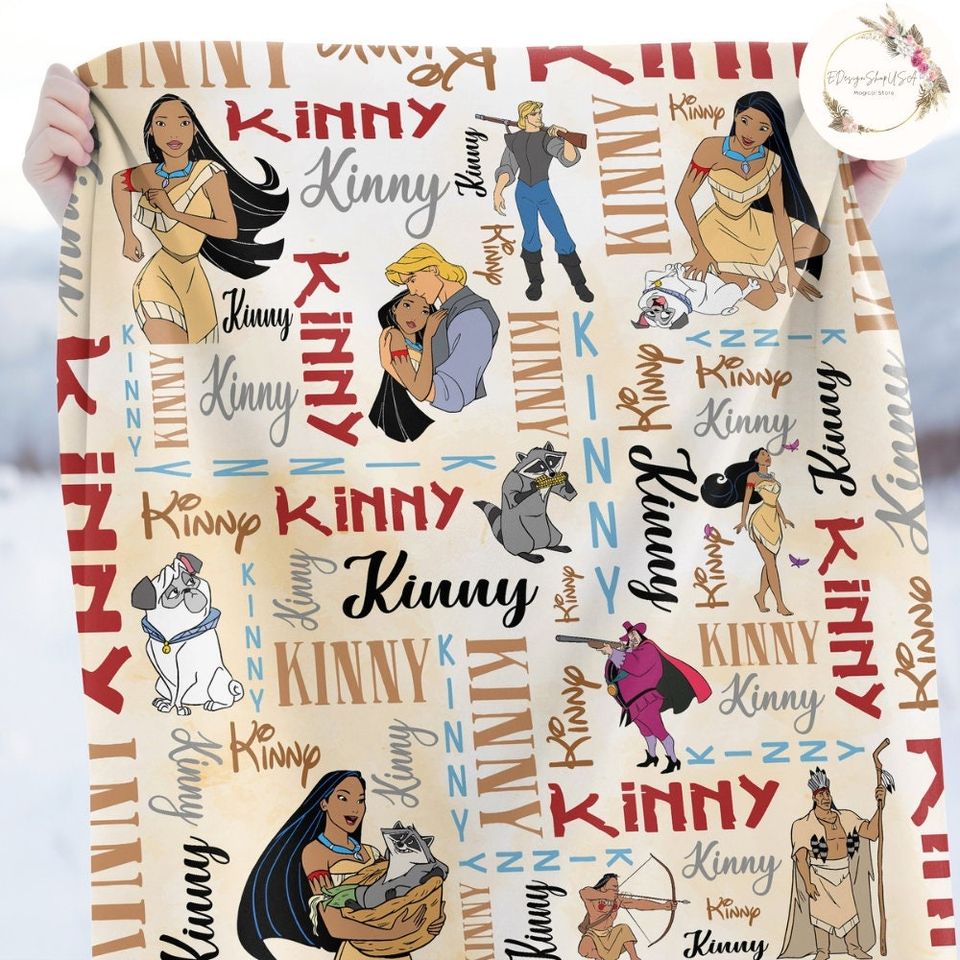 Personalized Watercolor Disney Pocahontas Blanket
