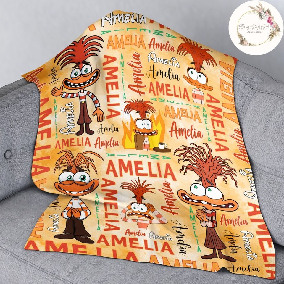 Personalized Watercolor Disney Pixar Inside Out Anxiety Blanket