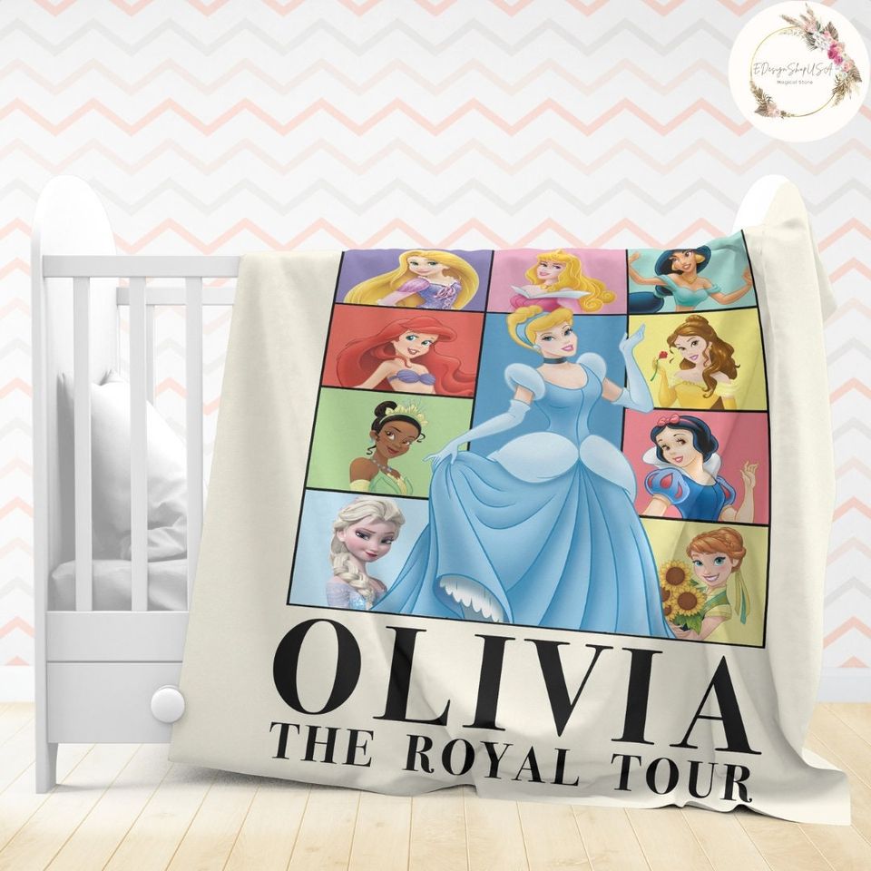 Personalized Disney Princess The Royal Tour Throw Blanket