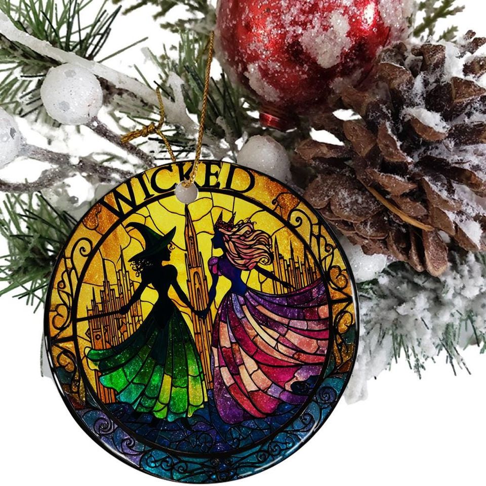 Witchy Besties Ceramic Ornament Elphaba & Glinda Wicked Decor Christmas Gift for Oz Fans