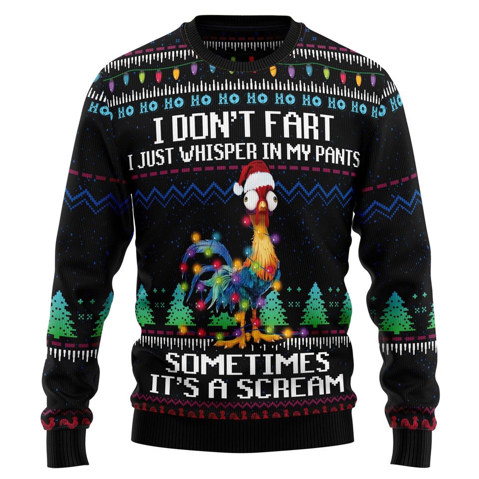 Scream Chicken Ugly Christmas Sweater, Humorous Holiday Pullover
