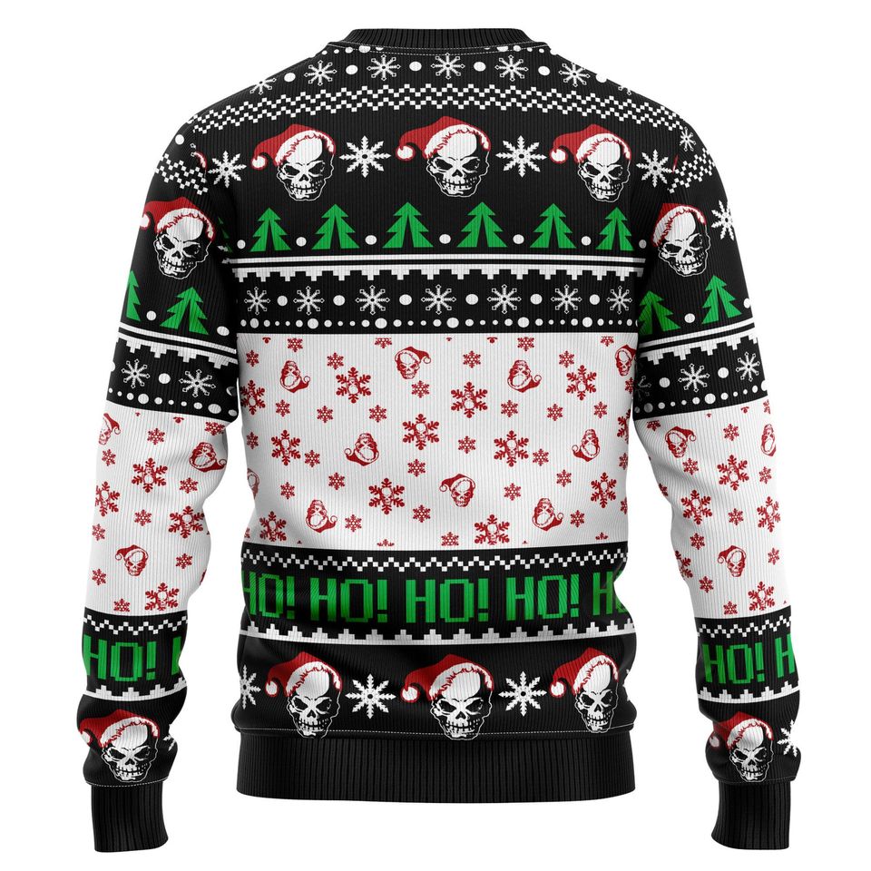 Ho Ho Horror Santa Skull Christmas Sweater Gothic Holiday Pullover Funny Gift