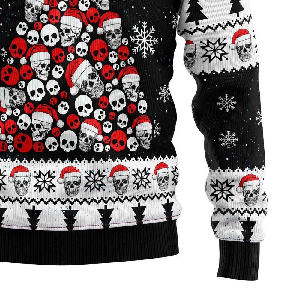 Skull Pine Tree Ugly Christmas Sweater, Gothic Ugly Xmas Sweatshirt