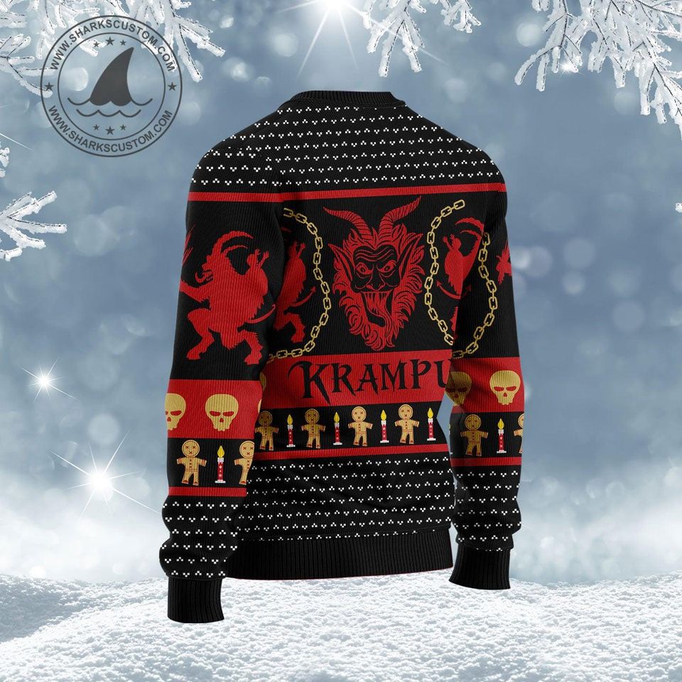 Krampus Christmas Sweater, Gothic Ugly Xmas Sweater, Scary Holiday Pullover