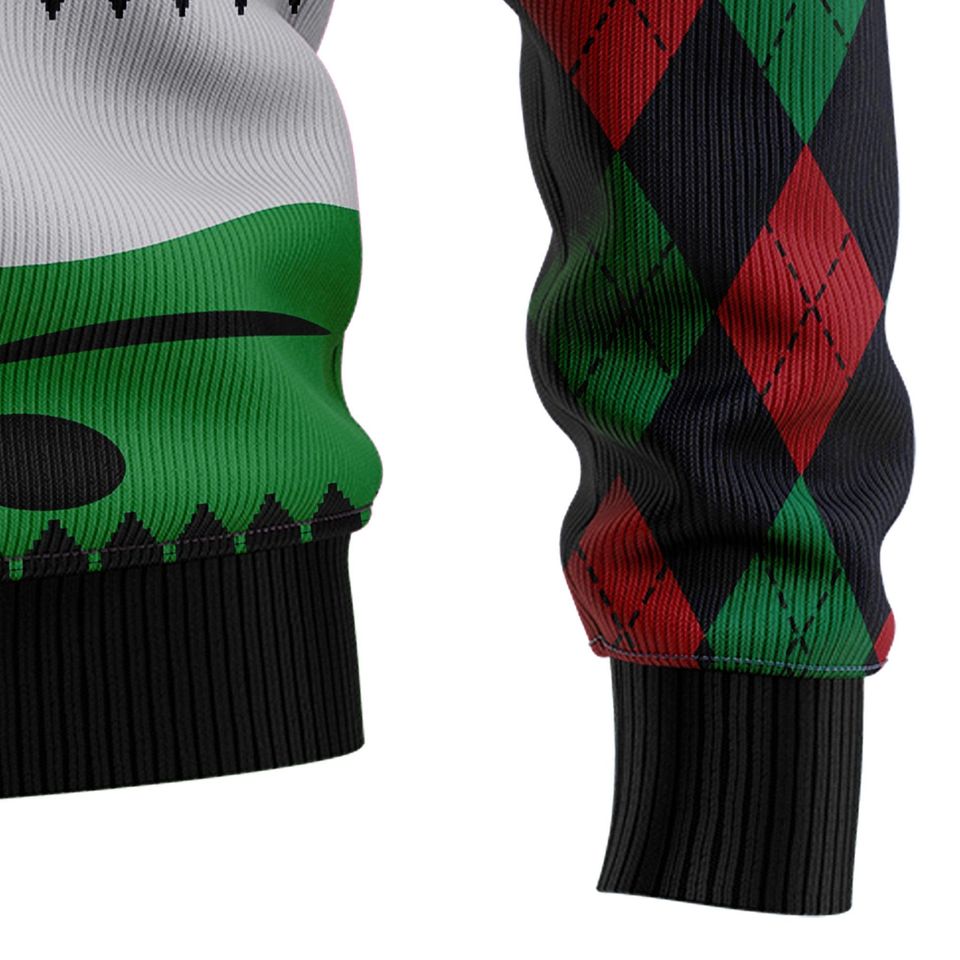 Golf Gnome Ugly Christmas Sweater, Funny Golfer Holiday Jumper, Argyle Golfing Gift