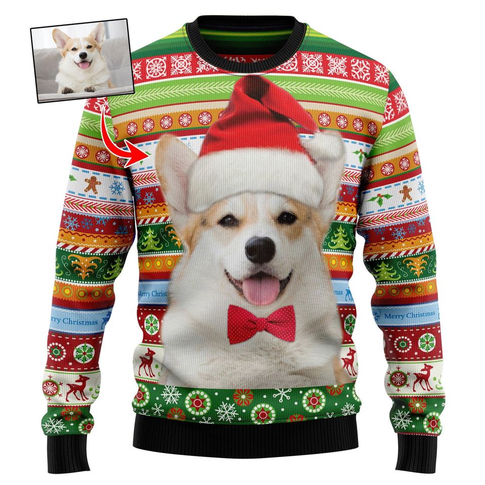 Custom Corgi Christmas Sweater, Personalized Dog Christmas Sweater