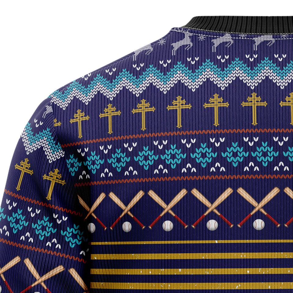 Jesus Saves Christmas Sweater, Funny Christian Baseball Pullover