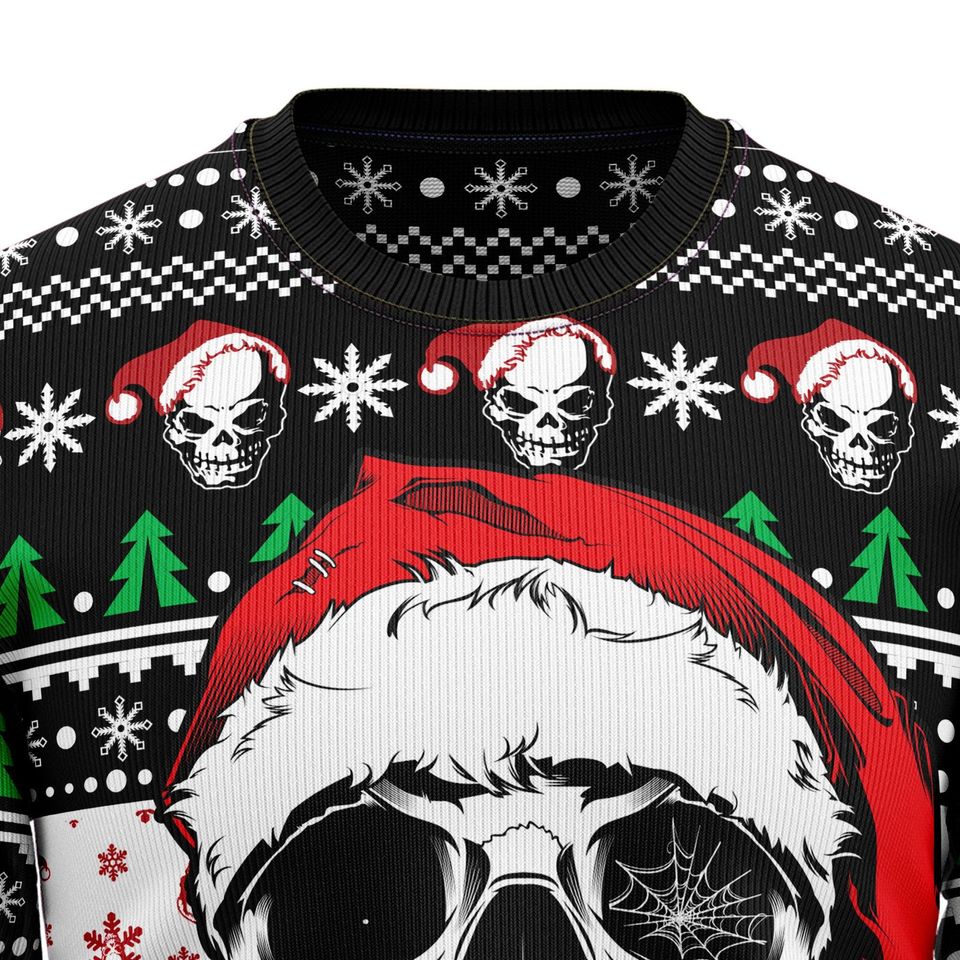 Ho Ho Horror Santa Skull Christmas Sweater Gothic Holiday Pullover Funny Gift