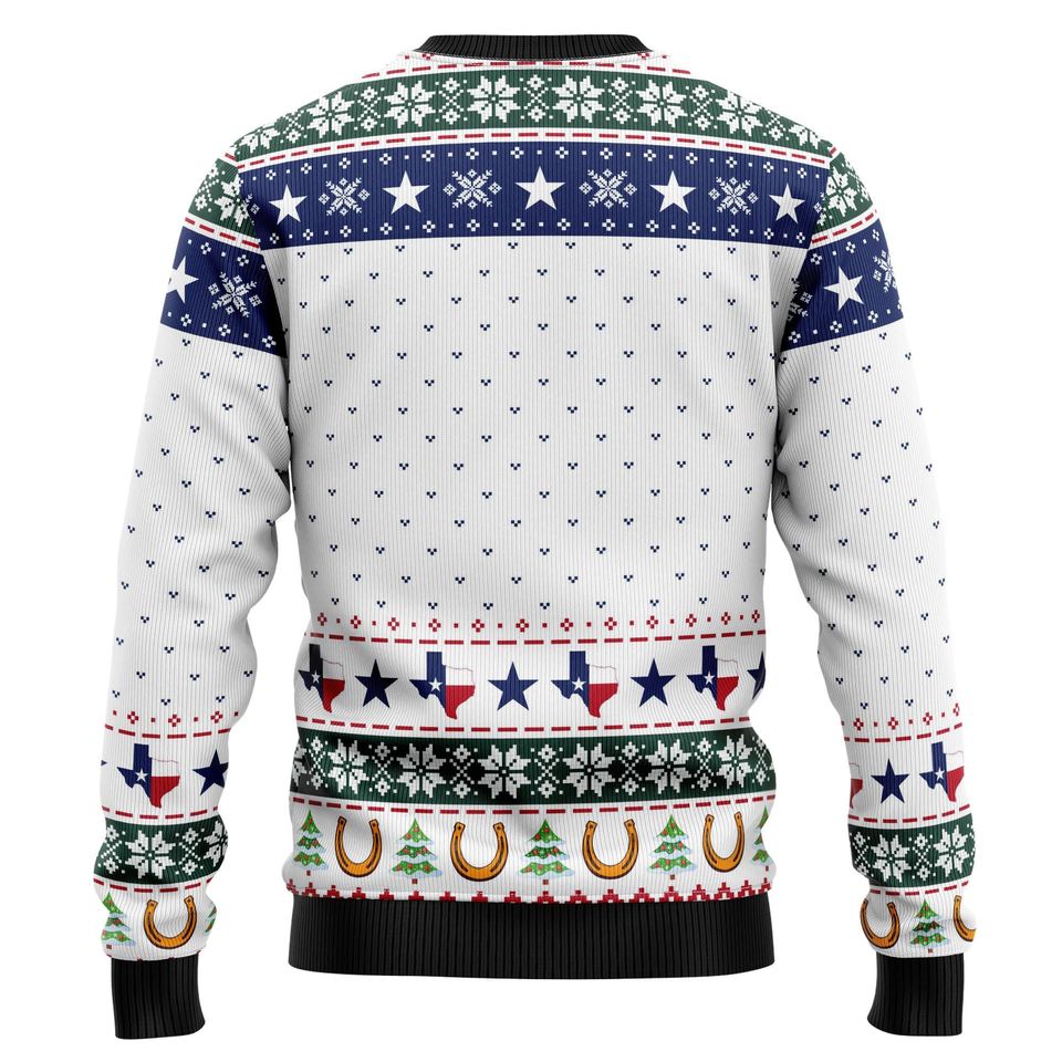 Merry Christmas Y'all Texas Ugly Christmas Sweater, Cowboy Boots Hat Cactus