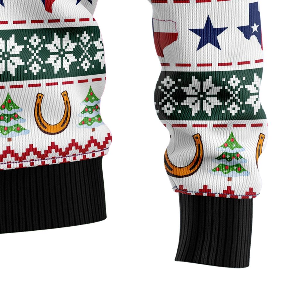 Merry Christmas Y'all Texas Ugly Christmas Sweater, Cowboy Boots Hat Cactus