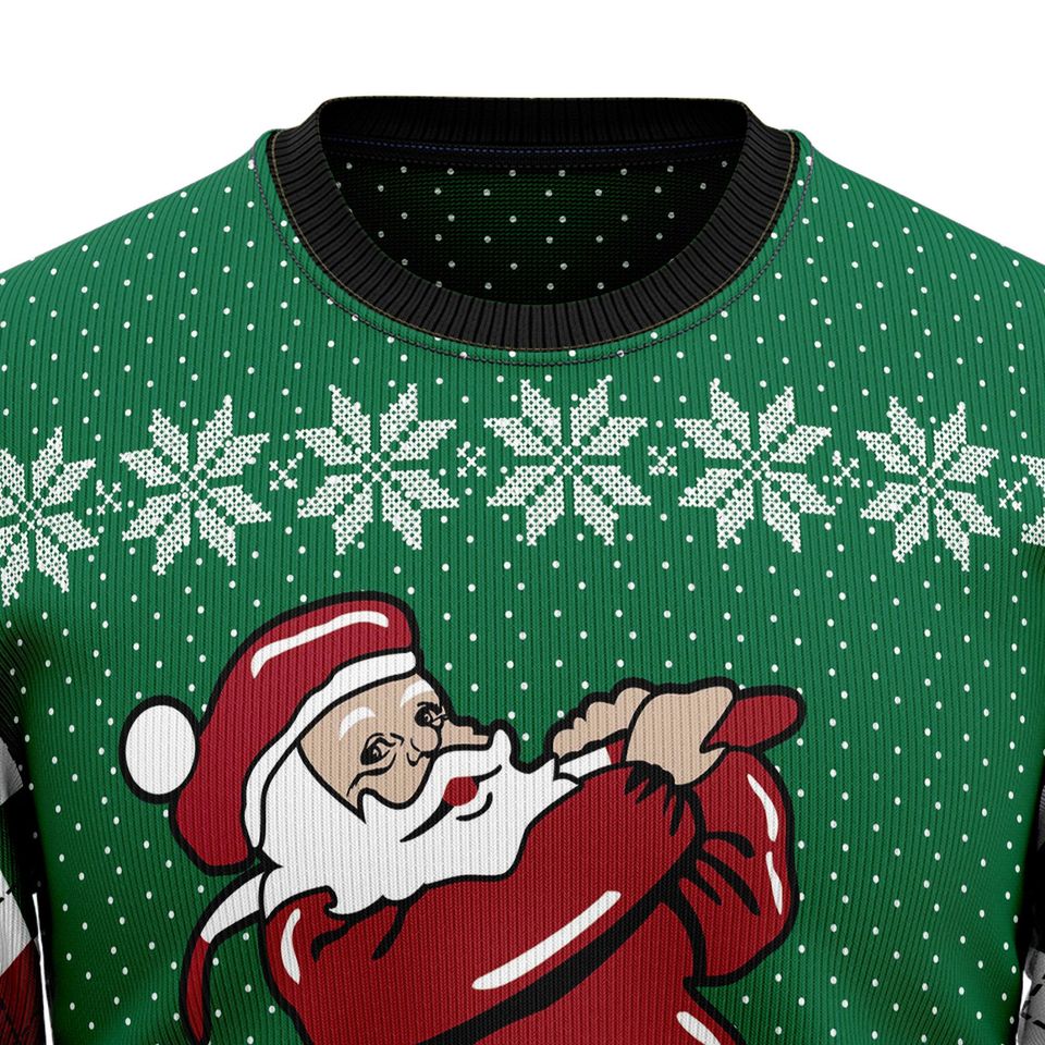 Santa Golf Christmas Sweater, Custom Your Photo Ugly Xmas Sweatshirt