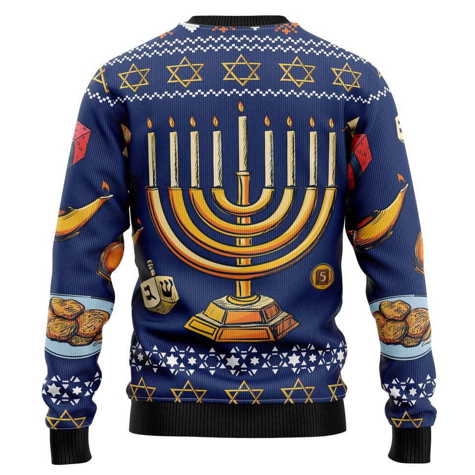 Hanukkah Menorah Sweater, Jewish Holiday Ugly Christmas Sweatshirt