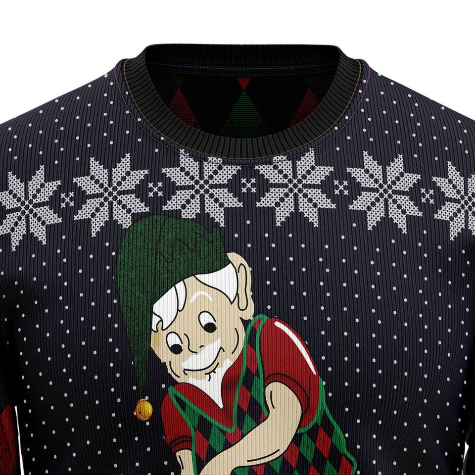 Golf Gnome Ugly Christmas Sweater, Funny Golfer Holiday Jumper, Argyle Golfing Gift