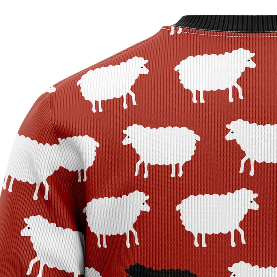 Sheep Black And White Ugly Christmas Sweater, Black Sheep Design
