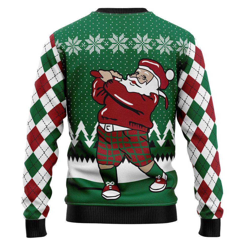 Santa Golf Christmas Sweater, Custom Your Photo Ugly Xmas Sweatshirt