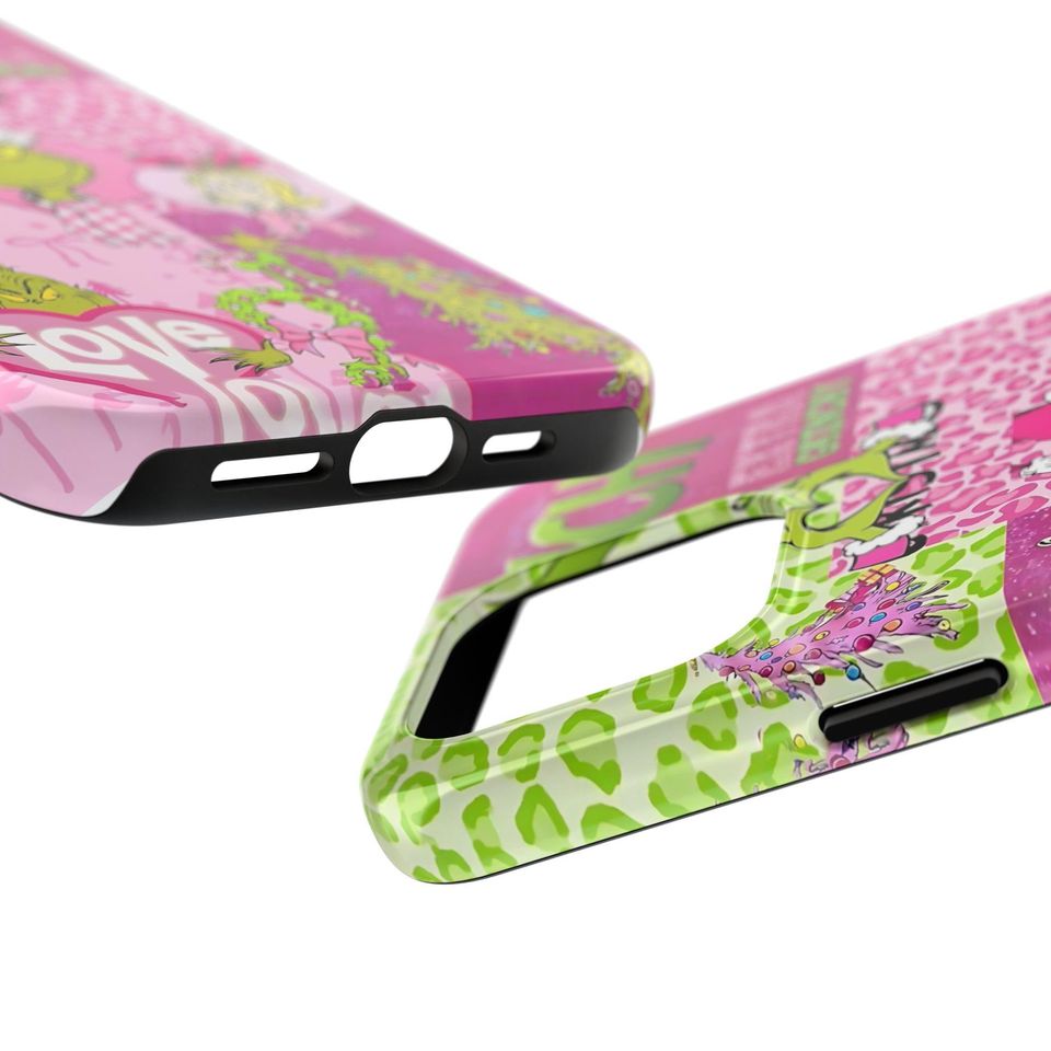 Retro Grin Christmas Phone Case, Pink Christmas Case Mobile Phone Cover, Unique Christmas Gift for funny character Lovers
