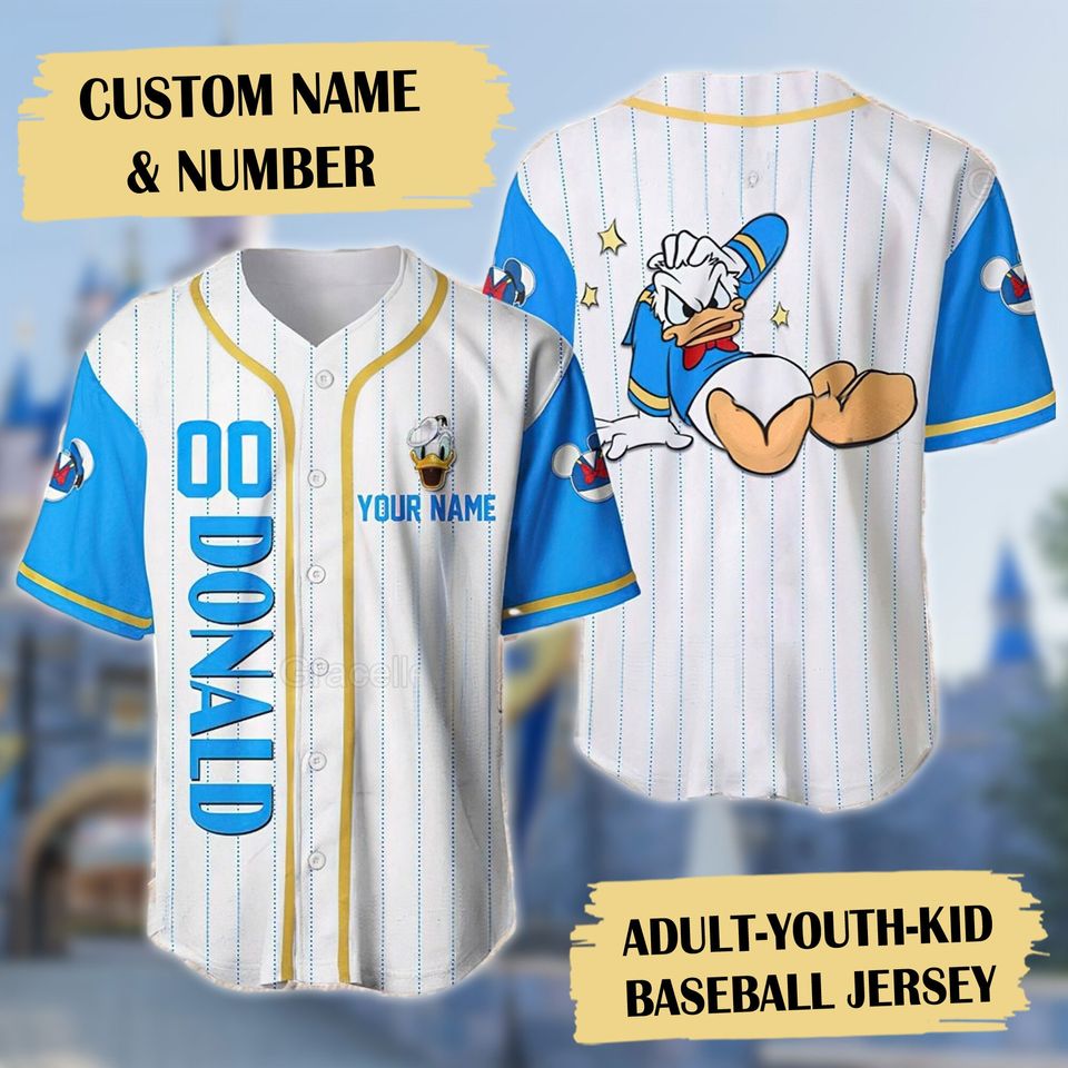 Personalized Grumpy Duck Baseball Jersey, Cute Duck Character Baseball Jersey