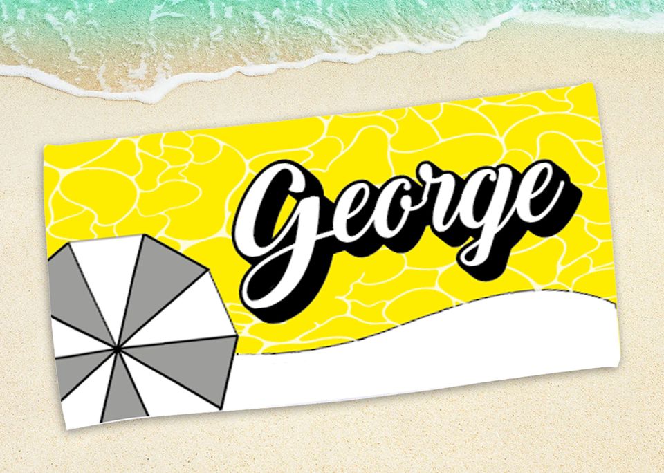 RETRO Multi Style Custom  Name Beach Towel, Bath Towel, Custom Pool Towel