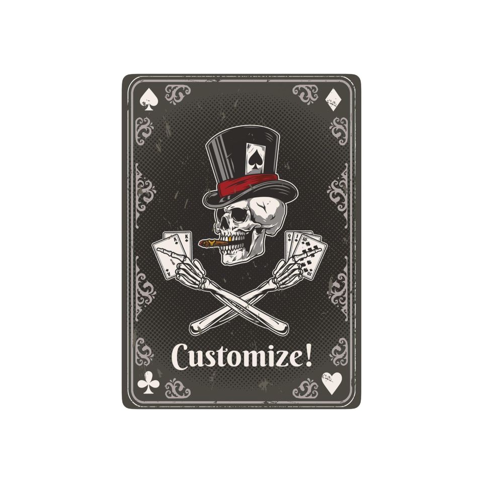 Vintage Skull & Ace Playing Cards Set, Gift for Card Players