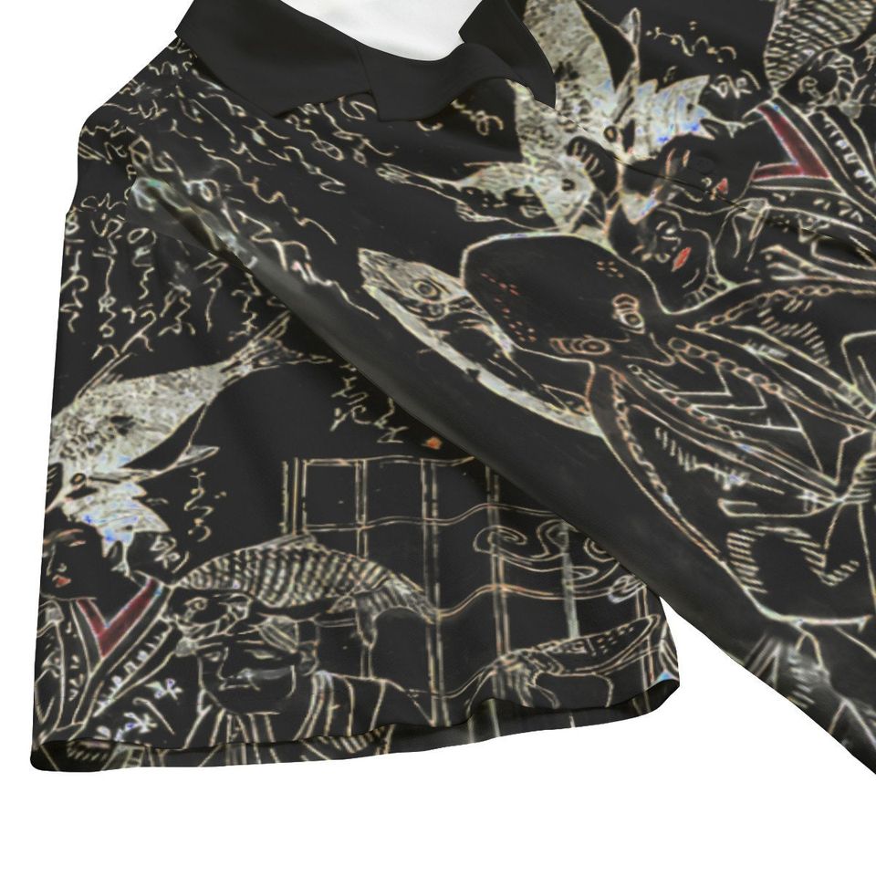 Ukiyo-e Cthulhu Shirt Rare Japanese inversion print Breezy soft Rayon