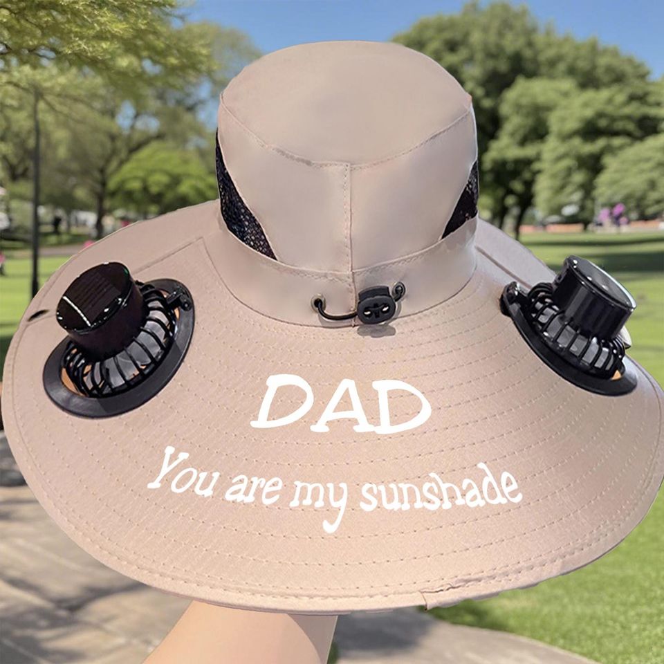 Personalized Solar Fan Hat for Men, Dad, Fishing, Sun Protection