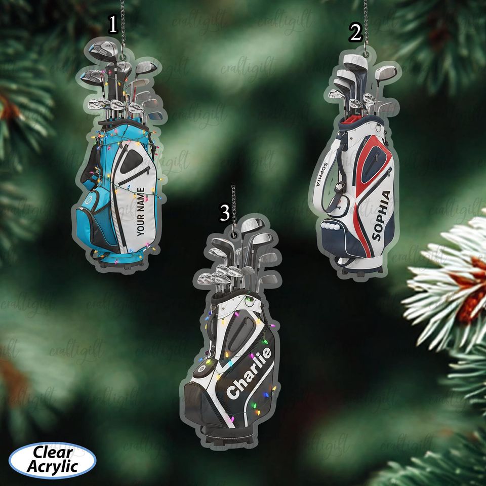 Custom Name Golf Bag Decor Ornament, Golf Equipment Christmas Ornament, Sports Ornament For Him Her, Golfer Holiday Tree Decoration, MYB912