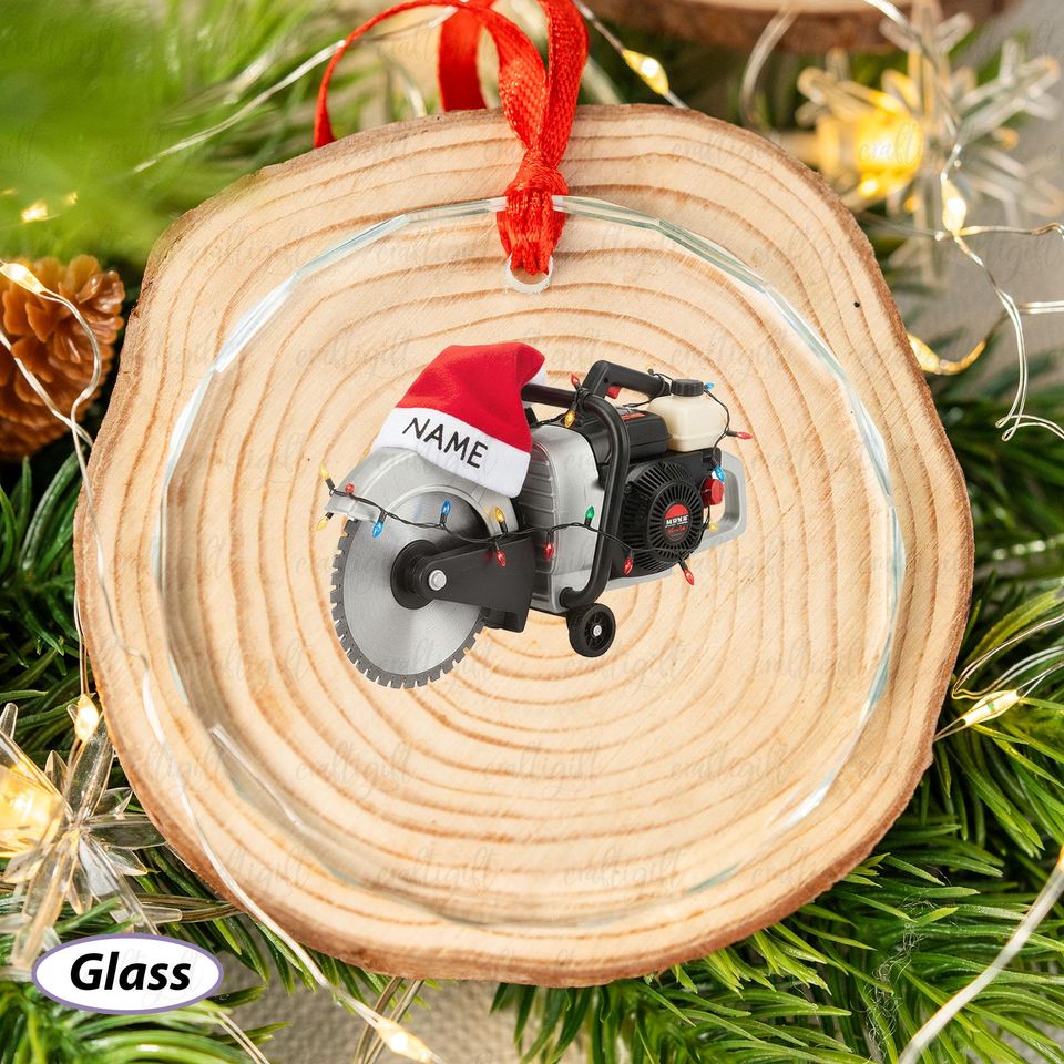 Cut Off Saw Ornament For Christmas Tree, Custom Name Power Saw Ornament, Concrete Cutter Holiday Decor, Gift For Construction Worker, MYB655