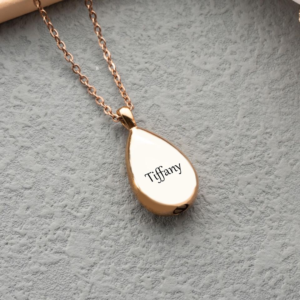 Teardrop Dragonfly Necklace Keepsake Personalized Urn Ash Holder Adjustable Memorial Jewelry Engraved Cremation Pendant