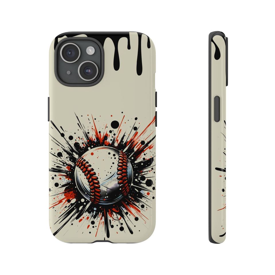 Baseball Splatter Art iPhone Case, Dual Layer Protective Phone Case, Baseball iPhone Case  Gift for Baseball Player iPhone 17 Baseball mom