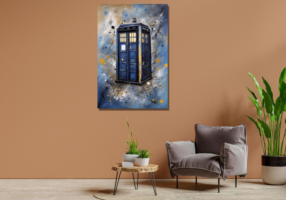 Doctor Who Tardis Box Jackson Pollock Style Poster