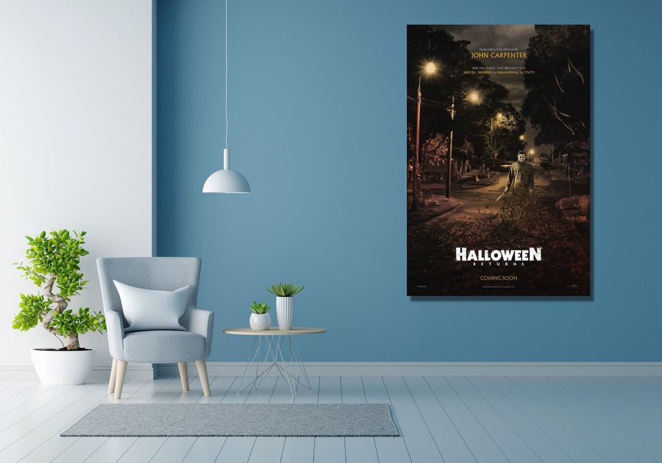 Halloween Ready To Hang Canvas,Michael Myers Wall Art,Rolled Canvas Print