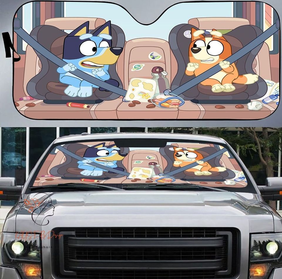 BlueyDad Auto Sunshade Car, Cartoon Auto Sunshade, BlueyDad Car Sunshade