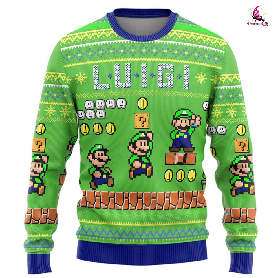 Super Mario Luigi Ugly Sweater, Bowser Mario Bros Xmas Sweatshirt