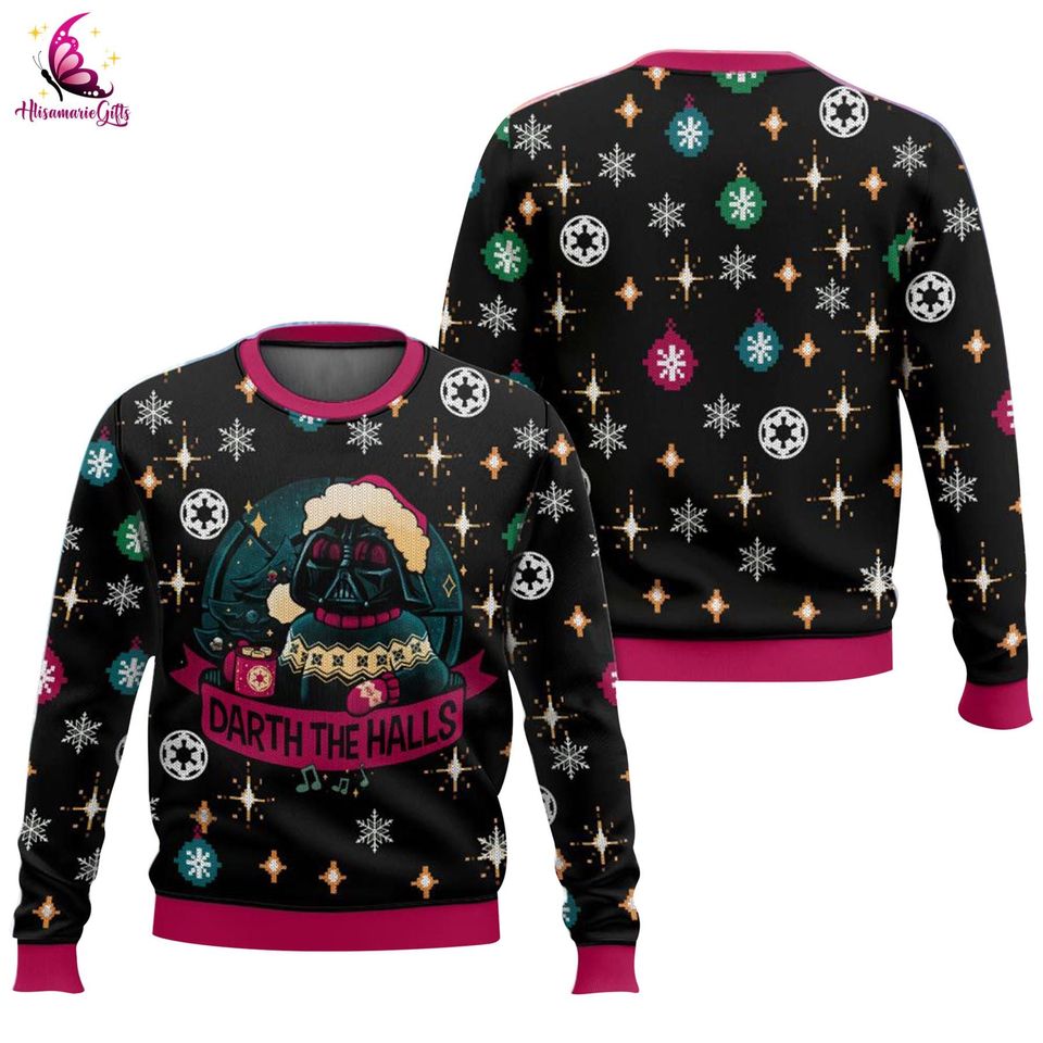 Darth the Halls Ugly Christmas Sweater, Dath Vader Sweater