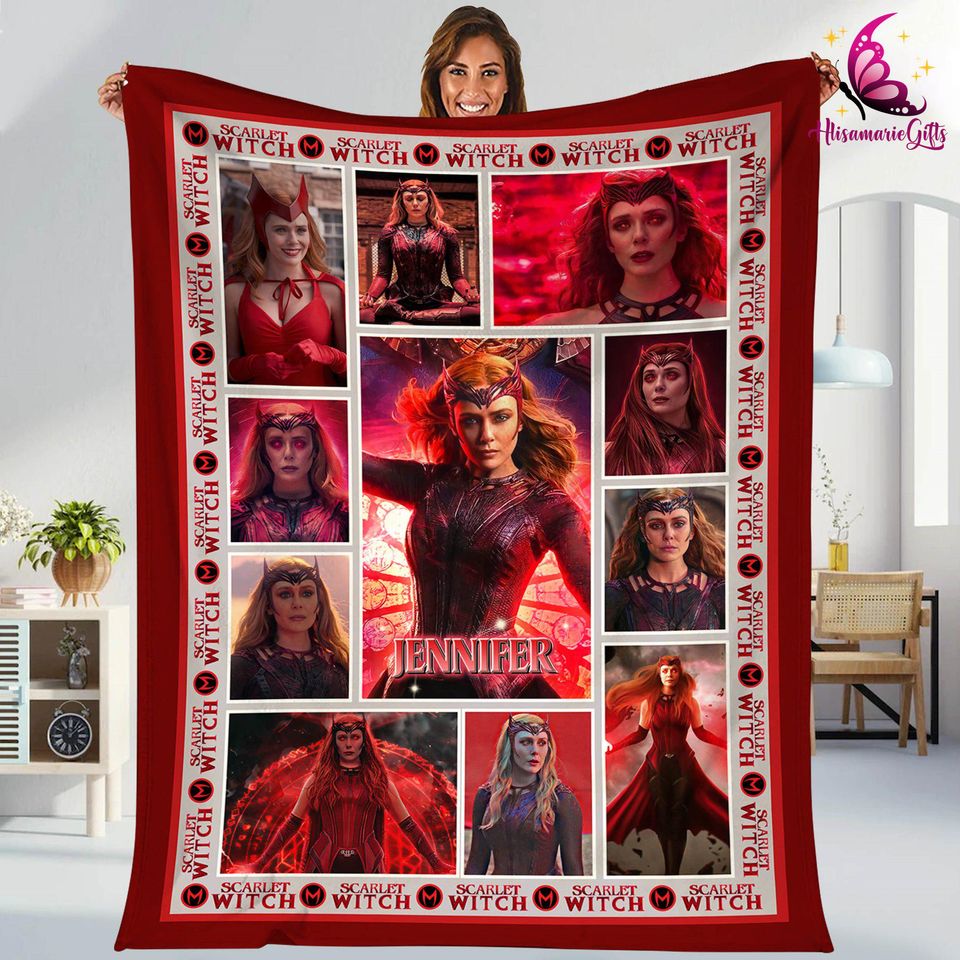Scarlet Witch Personalized Blanket, Superhero Blanket, Wanda Maximoff
