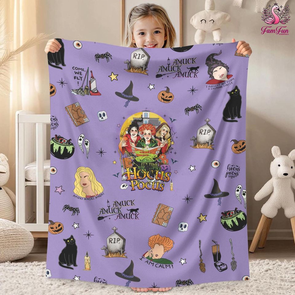 Hocus Pocus Sanderson Sisters Blanket, Halloween Hocus Pocus Blanket