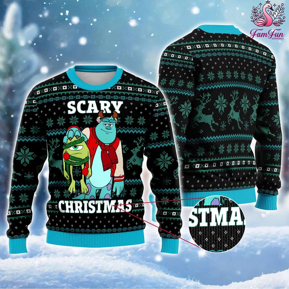 Monsters University Ugly Christmas Sweater, Monsters Inc Christmas Sweater