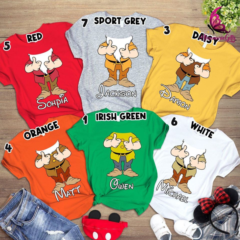 7 Dwarfs Snow White Group Shirt, Custom Family Matching Seven Dwarfs Tee