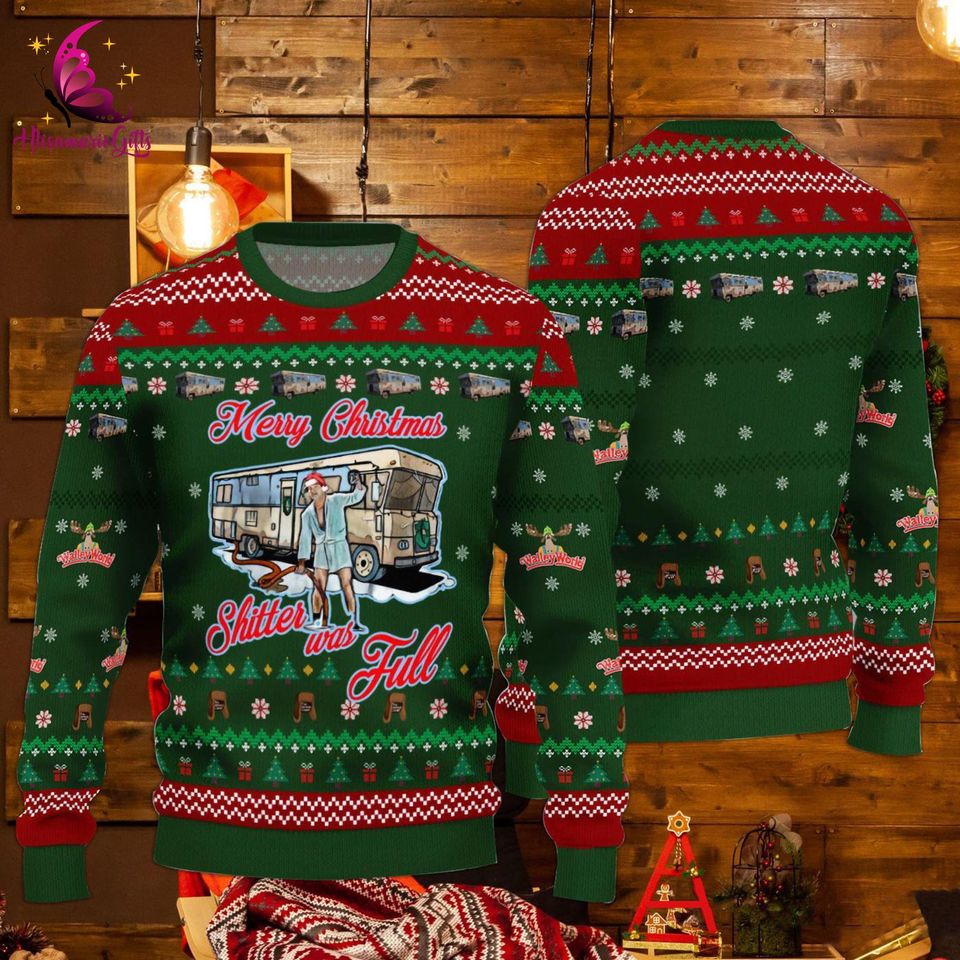 Christmas Vacation Shitter's Full Ugly Christmas Sweater Red