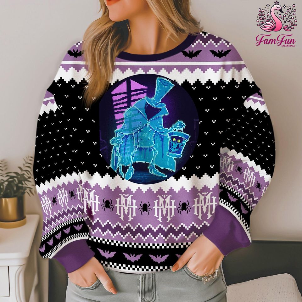Haunted Mansion Hatbox Ghost Christmas Ugly Sweater
