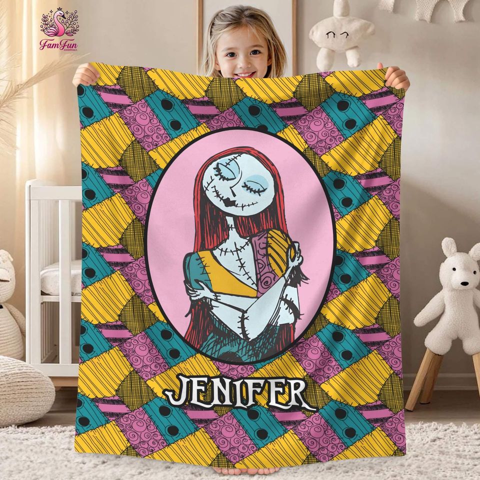 Personalized Sally The Nightmare Before Christmas Blanket, Custom Name Blanket