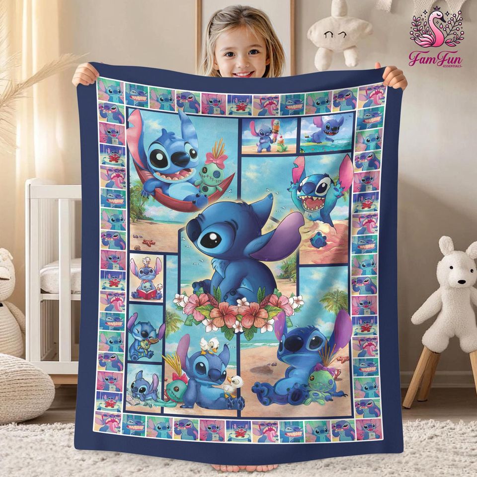 Stitch Cartoon Blanket, Stitch Blanket Christmas Gifts, Disneyworld Stitch Blanket