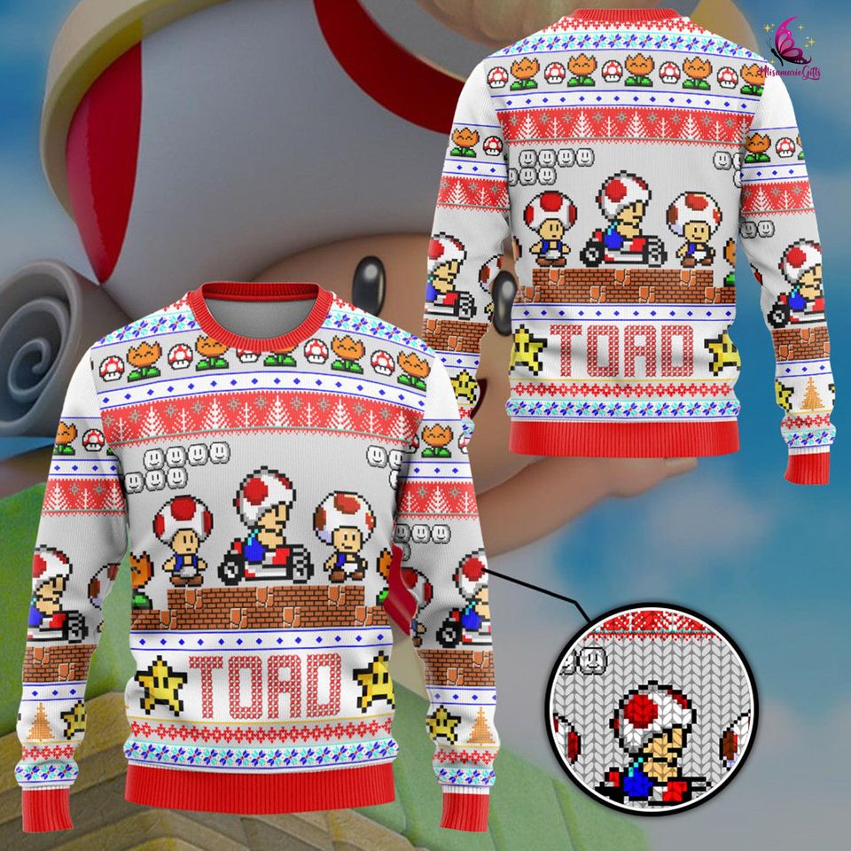 Christmas Gift, Toad Ugly Sweater, Toad Sweater, Toad Christmas Sweater