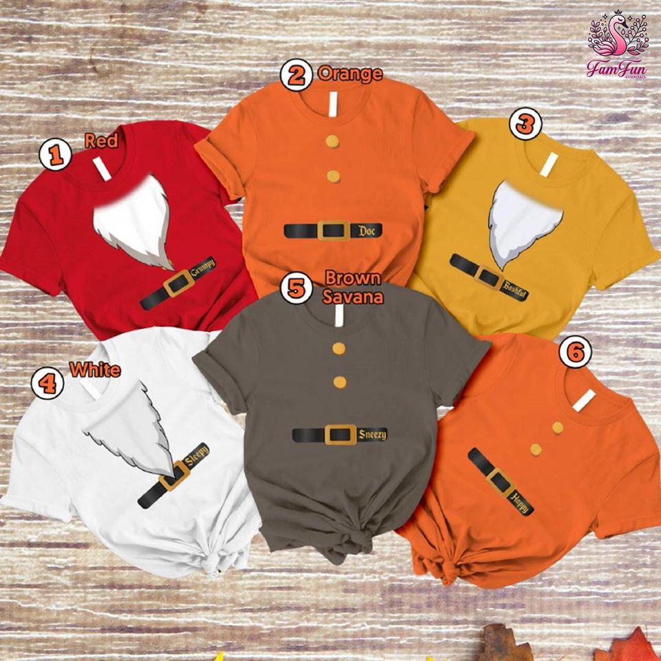 Halloween Seven Dwarfs Costume T-Shirt, Snow White and Seven Dwarfs Shirt